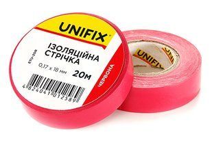 Ізоляційна стрiчка червона 0.17х18мм 20м (пачка, кратно 10шт) UNIFIX 3820 фото