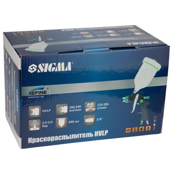 Фарборозпилювач HVLP &Oslash;1.4мм 170-285л/хв 2-3бар в/б 600мл (пласт) REFINE (6812351) 6812351 фото