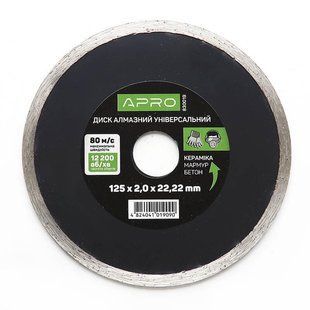 Диск до бетону 125х2,0мм (22-24%) суцільний APRO 830019 фото