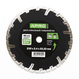 Диск до бетону 230х2,4мм (22-24%) глибокий різ APRO 830051 фото