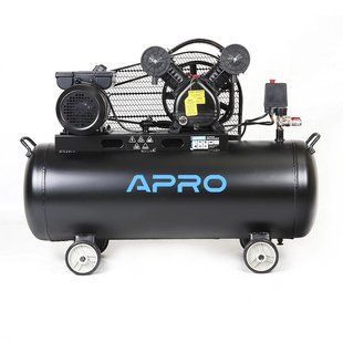 APRO Компресор двоциліндровий пасовий OFBD-100 8 Бар 2.2 кВт 402 л/хв 100 л (2 крана) + Олива 0,5 л 850182 фото