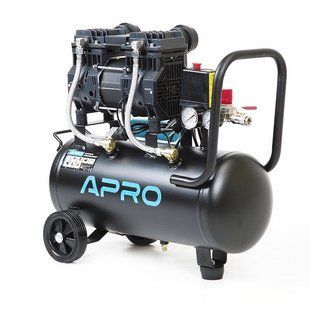 APRO Компресор двоциліндровий безмасляний OFE-24 8 Бар 1.5 кВт 240 л/хв 24 л (кран + штуцер) 850171 фото